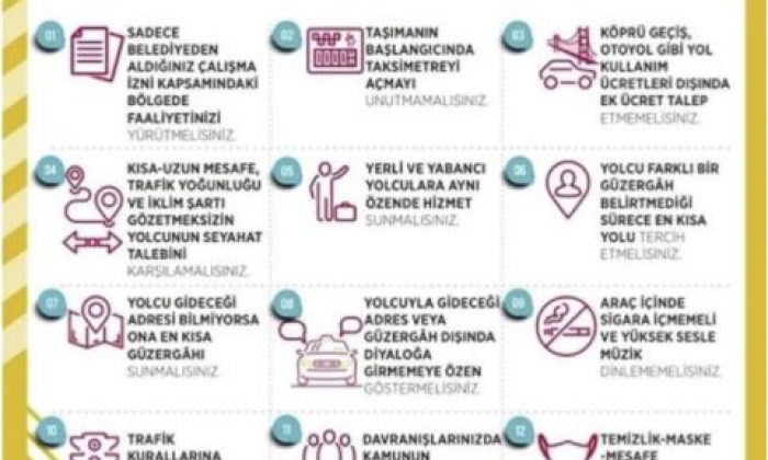 Taksi şoförlerine 12 kural hatırlatması