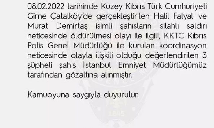 Falyalı ve Demirtaş suikastı 3 şüphelisi İstanbul’da gözaltına alındı