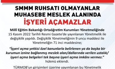 SMMM RUHSATI OLMAYANLAR MUHASEBE MESLEK ALANINDA İŞYERİ AÇAMAZLAR