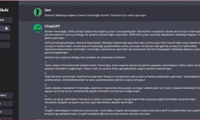 Yapay Zekaya İstanbul Belediye Başkanını sorduk