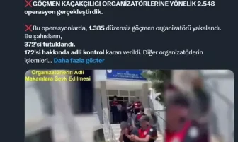 1.385 Düzensiz Göçmen Organizatörü yakalandı.