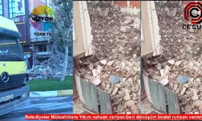 Bahçelievler Belediyesinden Yıkım Ruhsatı Alan Müteahitler Caddede Kaçak Geri dönüşüm imalatı yapıyor