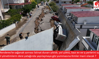 Sağanak sonrası İstinat duvarı yıkıldı, yol çöktü, Ev ve iş yerlerini su bastı