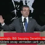 Ekrem İmamoğlu İBB Sayıştay Denetim raporundaki Usülsüzlüklere cevap vermeden canlı yayını bitirdi